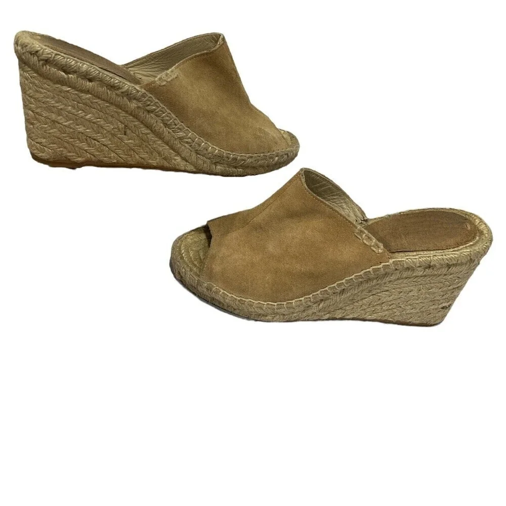 Soludos Mule Women’s open toe wedge‎ espadrilles  Slip on Cream Size US 7